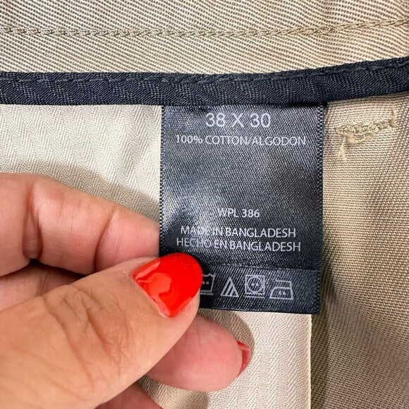 Haggar Dress Pants Mens 38x30 Khaki H26 Performance Flat Front Chino No Iron - Picture 8 of 11